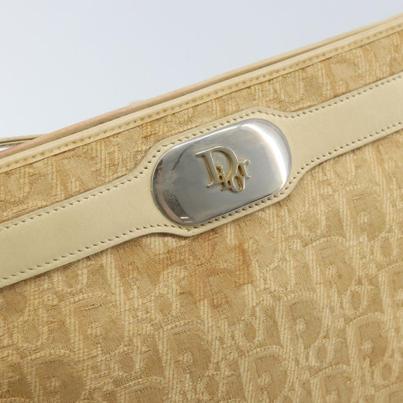 Christian Dior Trotter Canvas Schoudertas Beige Goud Auth 172239