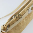 Christian Dior Trotter Canvas Schoudertas Beige Goud Auth 172239-15