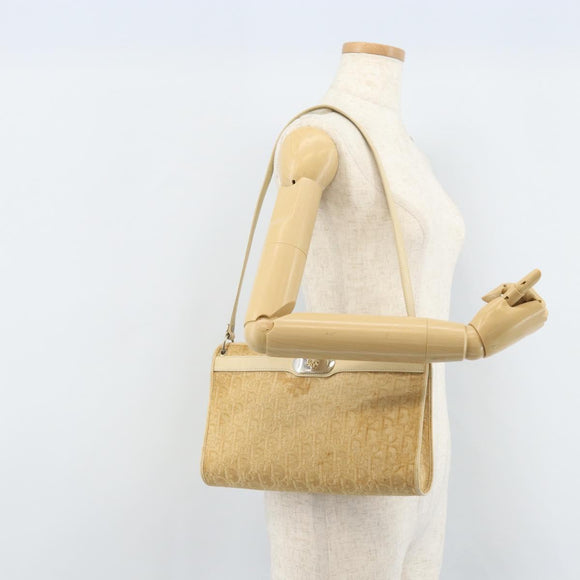 Christian Dior Trotter Canvas Schoudertas Beige Goud Auth 172239