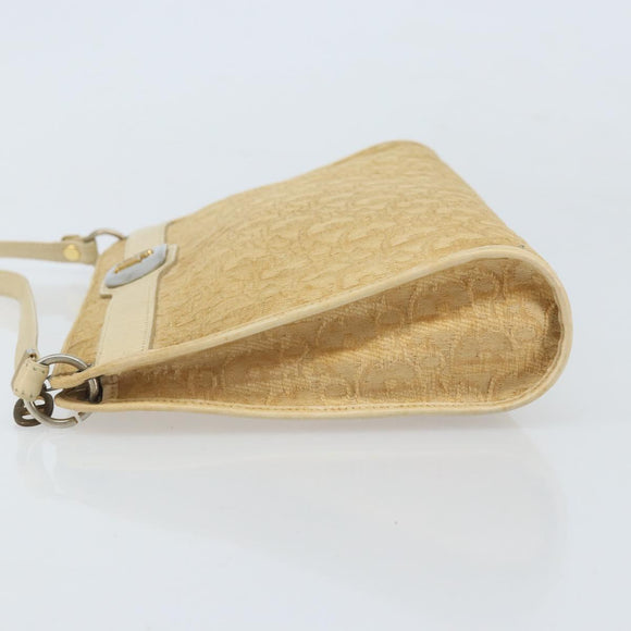 Christian Dior Trotter Canvas Schoudertas Beige Goud Auth 172239