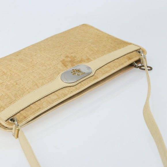 Christian Dior Trotter Canvas Schoudertas Beige Goud Auth 172239