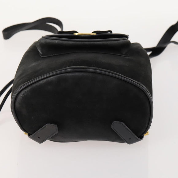 Salvatore Ferragamo Vara Ribbon Backpack Leather Black Gold Auth 172240