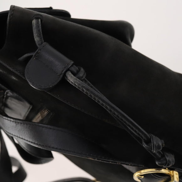 Salvatore Ferragamo Vara Ribbon Backpack Leather Black Gold Auth 172240