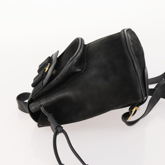 Salvatore Ferragamo Vara Ribbon Backpack Leather Black Gold Auth 172240
