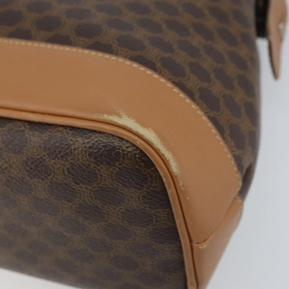 CELINE Macadam Canvas Hand Bag PVC Leather Brown Gold Auth 172241