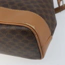 CELINE Macadam Canvas Hand Bag PVC Leather Brown Gold Auth 172241-15