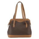 CELINE Macadam Canvas Hand Bag PVC Leather Brown Gold Auth 172241-13