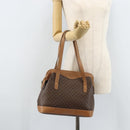 CELINE Macadam Canvas Hand Bag PVC Leather Brown Gold Auth 172241-24