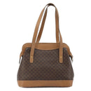 CELINE Macadam Canvas Hand Bag PVC Leather Brown Gold Auth 172241-2