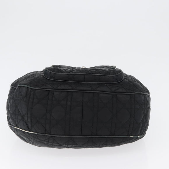 Christian Dior Hand Bag Nylon Black Silver Auth 172242