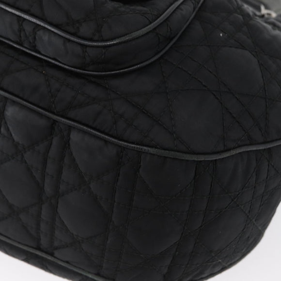 Christian Dior Hand Bag Nylon Black Silver Auth 172242