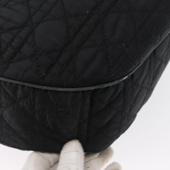 Christian Dior Hand Bag Nylon Black Silver Auth 172242