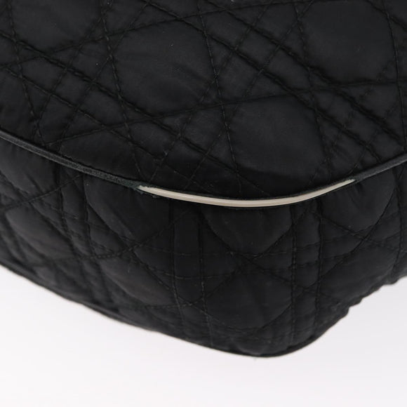 Christian Dior Hand Bag Nylon Black Silver Auth 172242