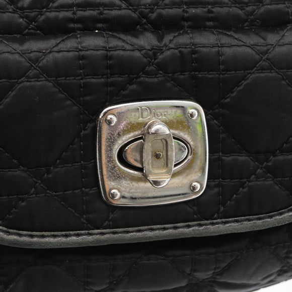 Christian Dior Hand Bag Nylon Black Silver Auth 172242