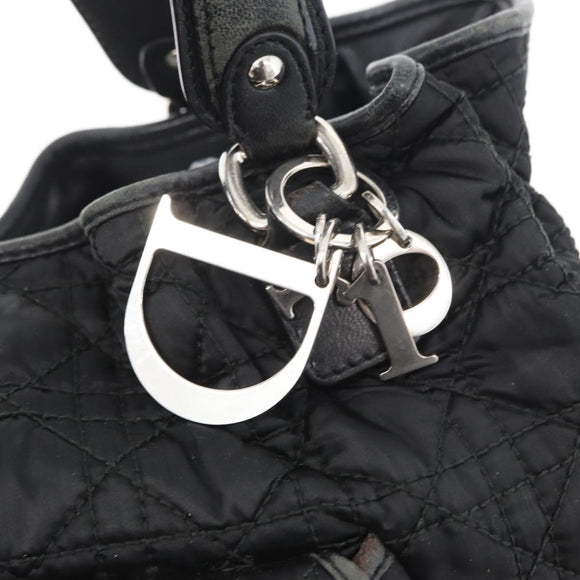 Christian Dior Hand Bag Nylon Black Silver Auth 172242