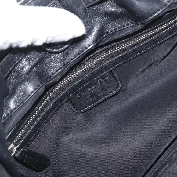 Christian Dior Hand Bag Nylon Black Silver Auth 172242