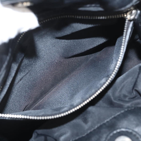 Christian Dior Hand Bag Nylon Black Silver Auth 172242