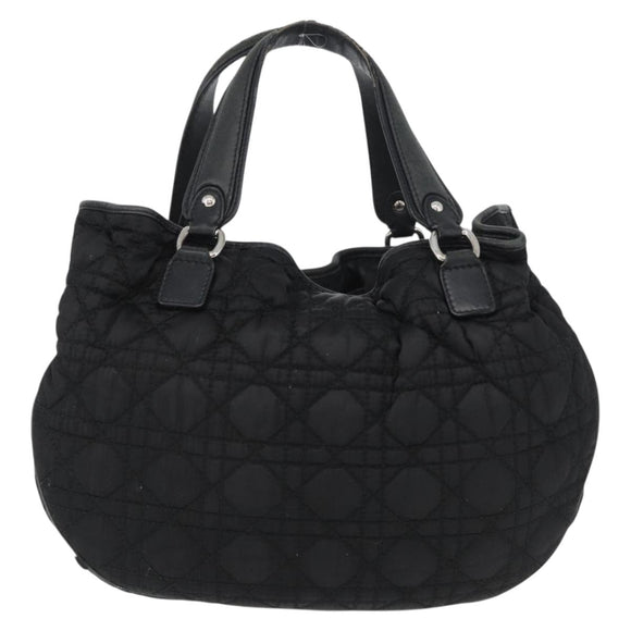 Christian Dior Hand Bag Nylon Black Silver Auth 172242
