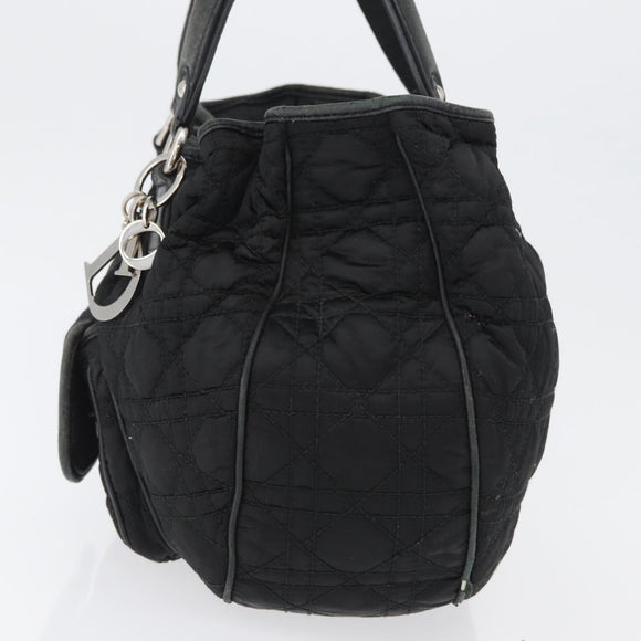 Christian Dior Hand Bag Nylon Black Silver Auth 172242
