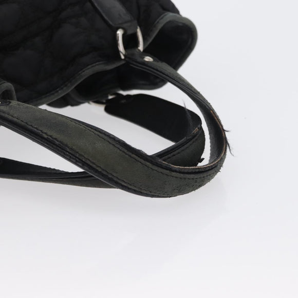 Christian Dior Hand Bag Nylon Black Silver Auth 172242
