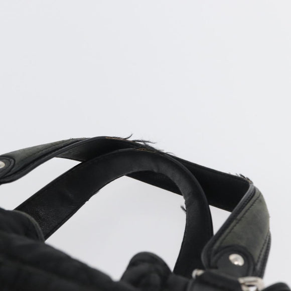 Christian Dior Hand Bag Nylon Black Silver Auth 172242