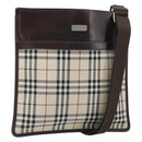 BURBERRY Nova Check Shoulder Bag Canvas Beige Silver Auth 172244-1