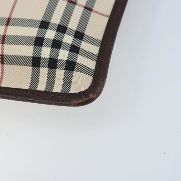 BURBERRY Nova Check Shoulder Bag Canvas Beige Silver Auth 172244