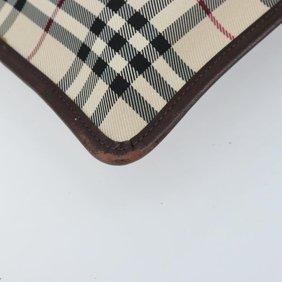 BURBERRY Nova Check Shoulder Bag Canvas Beige Silver Auth 172244