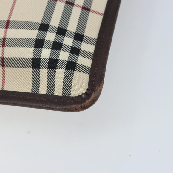 BURBERRY Nova Check Shoulder Bag Canvas Beige Silver Auth 172244