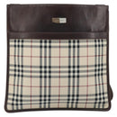 BURBERRY Nova Check Shoulder Bag Canvas Beige Silver Auth 172244-13