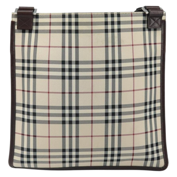 BURBERRY Nova Check Shoulder Bag Canvas Beige Silver Auth 172244