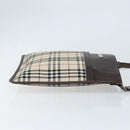 BURBERRY Nova Check Shoulder Bag Canvas Beige Silver Auth 172244-3