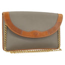 Christian Dior Chain Shoulder Bag Coated Canvas Gray Gold Auth 172247-1
