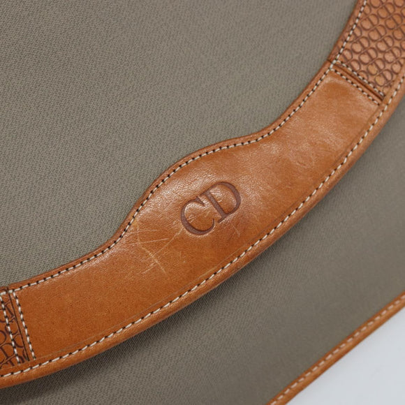 Christian Dior Chain Shoulder Bag Coated Canvas Gray Gold Auth 172247