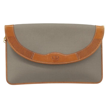 Christian Dior Chain Shoulder Bag Coated Canvas Gray Gold Auth 172247 - 0