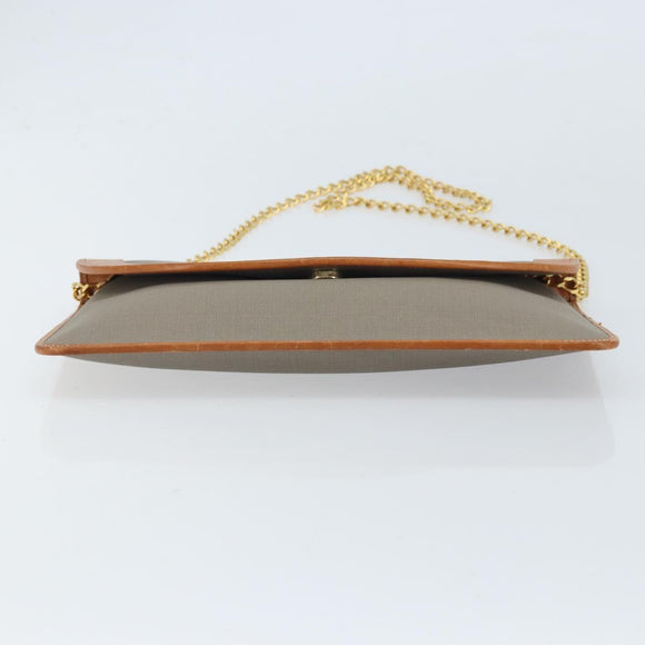 Christian Dior Chain Shoulder Bag Coated Canvas Gray Gold Auth 172247