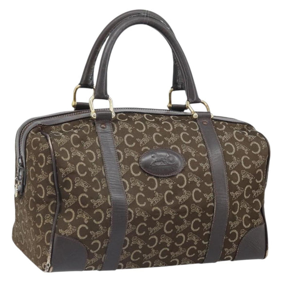 CELINE C Sulky Hand Bag Canvas Brown Gold Auth 172249