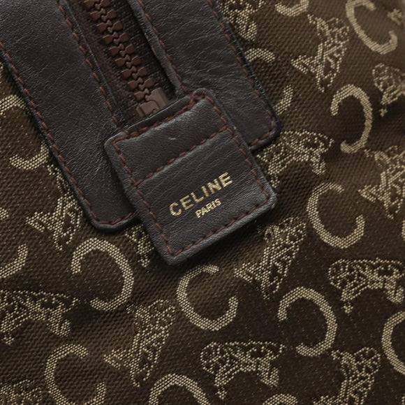 CELINE C Sulky Hand Bag Canvas Brown Gold Auth 172249