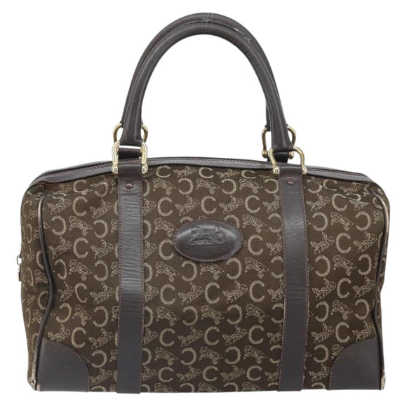 CELINE C Sulky Hand Bag Canvas Brown Gold Auth 172249