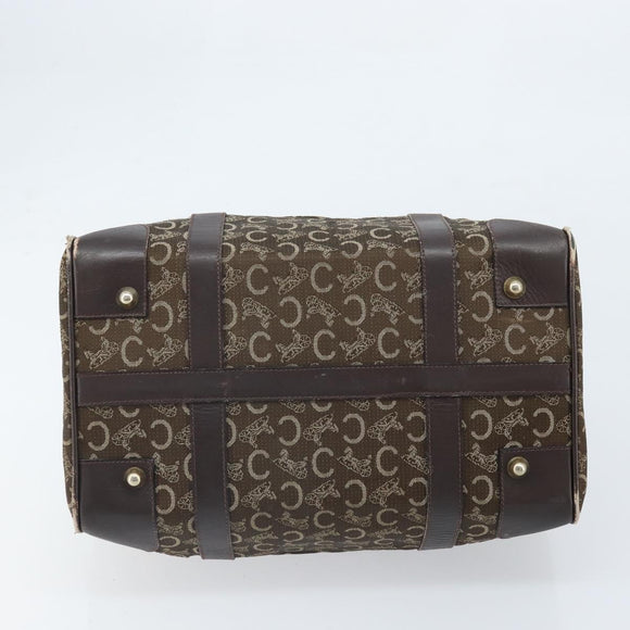 CELINE C Sulky Hand Bag Canvas Brown Gold Auth 172249
