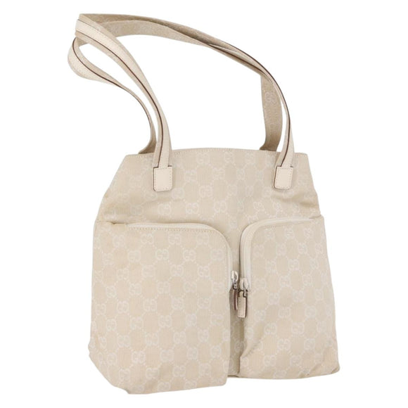 GUCCI GG Canvas Hand Bag Ivory Silver 002 1076 3754 Auth 172252