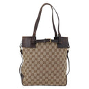 GUCCI GG Canvas Hand Bag Beige Gold 107757 Auth 172253-2