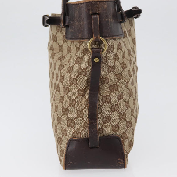 GUCCI GG Canvas Hand Bag Beige Gold 107757 Auth 172253