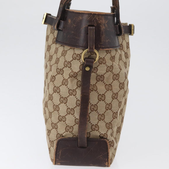 GUCCI GG Canvas Hand Bag Beige Gold 107757 Auth 172253