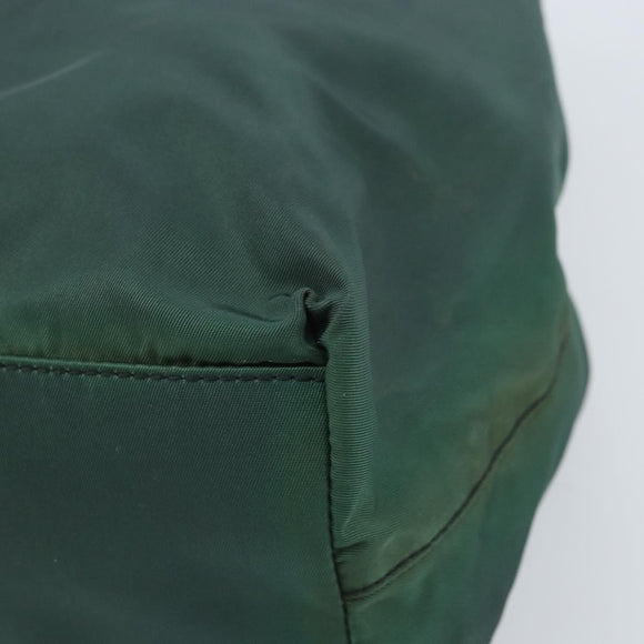 PRADA Hand Bag Nylon Green Silver Auth 172255