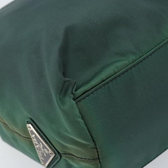 PRADA Hand Bag Nylon Green Silver Auth 172255