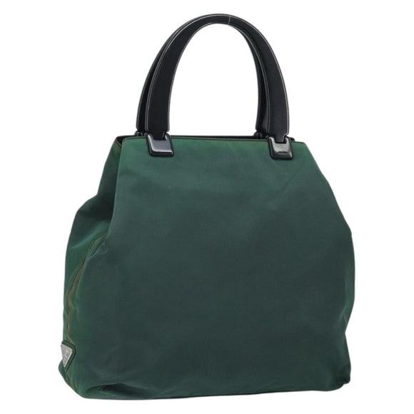 PRADA Hand Bag Nylon Green Silver Auth 172255