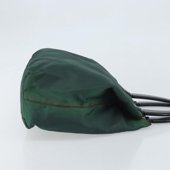 PRADA Hand Bag Nylon Green Silver Auth 172255