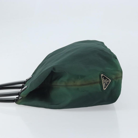 PRADA Hand Bag Nylon Green Silver Auth 172255
