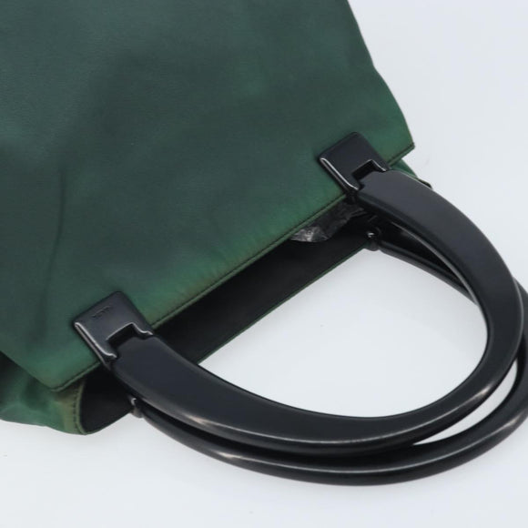 PRADA Hand Bag Nylon Green Silver Auth 172255